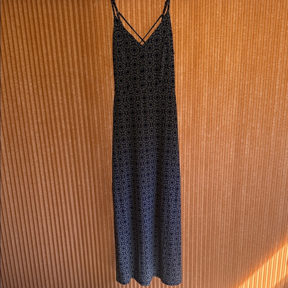 Elegant Blue and gray Maxi Dress